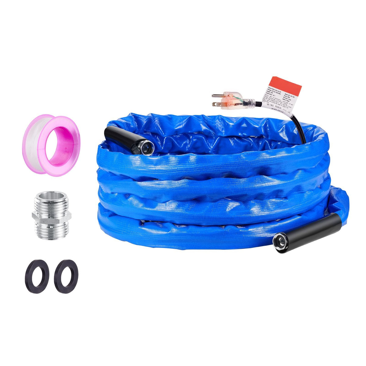 30ft Heated Water Hose for RV, Heated Drinking Water Hose with Corrugated Cover Antifreeze to -45 Fahrenheit , Automatic Self-regulating, 5/8" I.D. with 3/4" GHT Adapter, Lead and BPA Free