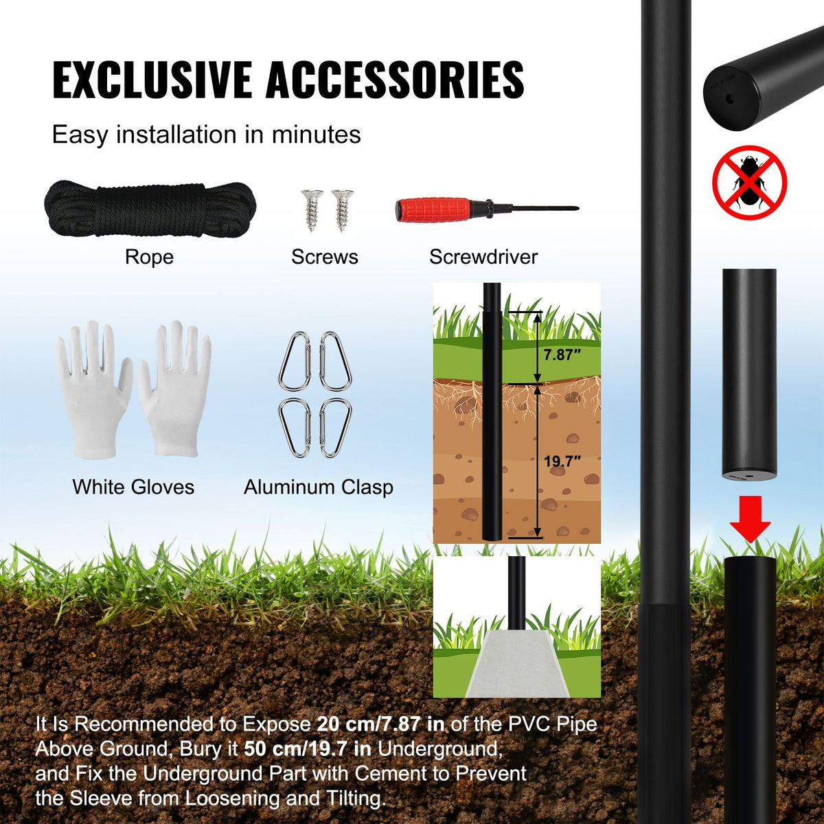 30FT Sectional Flag pole Kit, Heavy Duty Aluminum Alloy in Ground Flag poles for Outside, 3 Display Modes Flagpole with 3x5 American Flag, Professional Accessories, Black