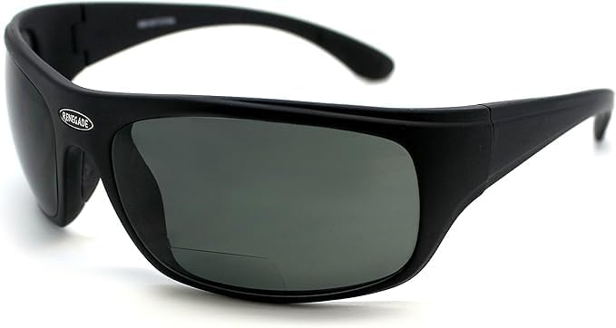 Renegade Patented Bifocal Polarized Reader Full Rim Men's Fishing Sunglasses 100% UV Protection with Microfiber Bag (Matt Black Frame, Smoke Lens -600882, Bifocal +2.00)