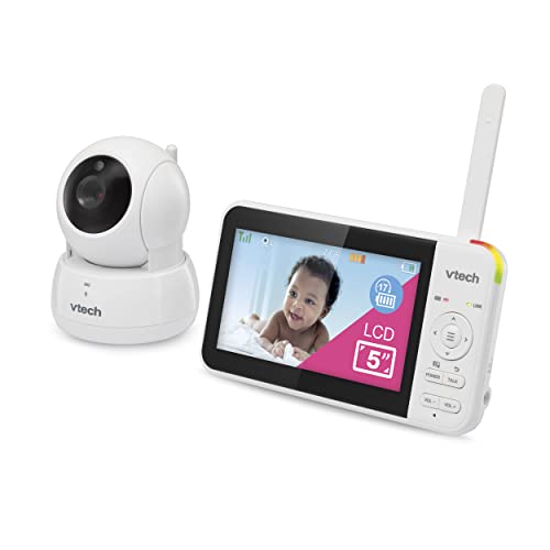 VTech VM924 Remote Pan-Tilt-Zoom Video Baby Monitor, 5" LCD Screen, Up to 17 Hrs Video Streaming, Night Vision, Up to 1000ft Range, Soothing Sounds, 2-Way Talk, Temperature Sensor,Secured Transmission