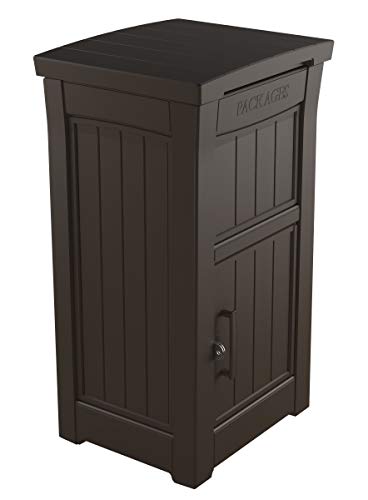 Keter Delivery Box for Porch with Lockable Secure Storage Compartment to Keep Packages Safe, One Size, Brown