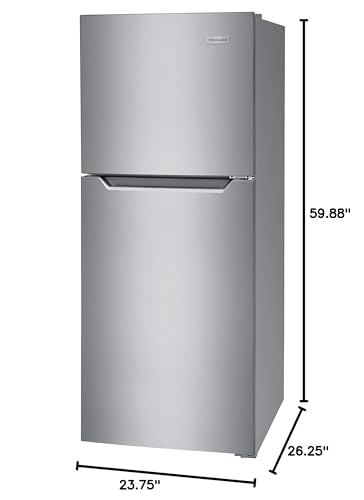 Frigidaire 10.1 Cu. Ft. Compact ADA Top Freezer Refrigerator in Brushed Steel with Electronic Control Panel, Reversible Door Swing, ENERGY STAR