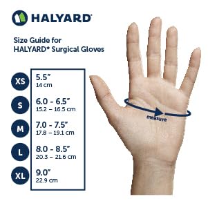 HALYARD Surgical Gloves Sterile Polyisoprene Individually Wrapped Pairs Powder Free Medical Disposable Gloves, 9.4 mil, Size 7.0 Medium, White, SGL95070 (Box of 50 Pairs - 100 Total)