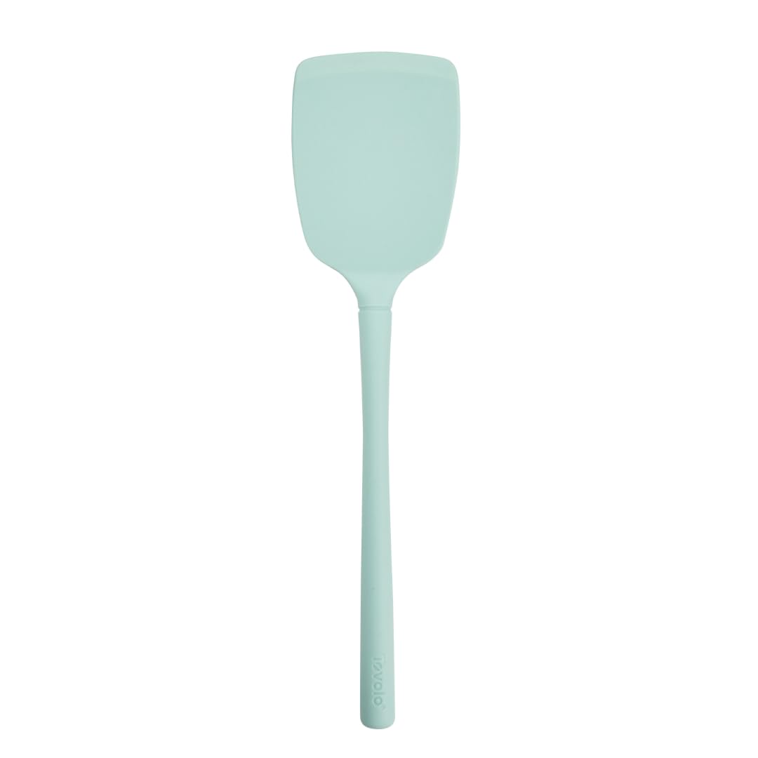 Tovolo Silicone Spatula Turner for Cooking Aqua Seafoam Green Flex Core, Non Toxic Food Safe Silicone Spatula BPA Free Turner Flipper for Pancakes Eggs Griddles, Heat Resistant Heavy Duty Spatula