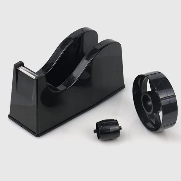 BOMEI PACK Desktop Tape Dispenser (Fits 1" & 3" Core) with Transparent Tape Refills, Clear Tape with Black Tape Holder,Weighted Non Slip Base, for Masking Tape,Heat Resistant Tape
