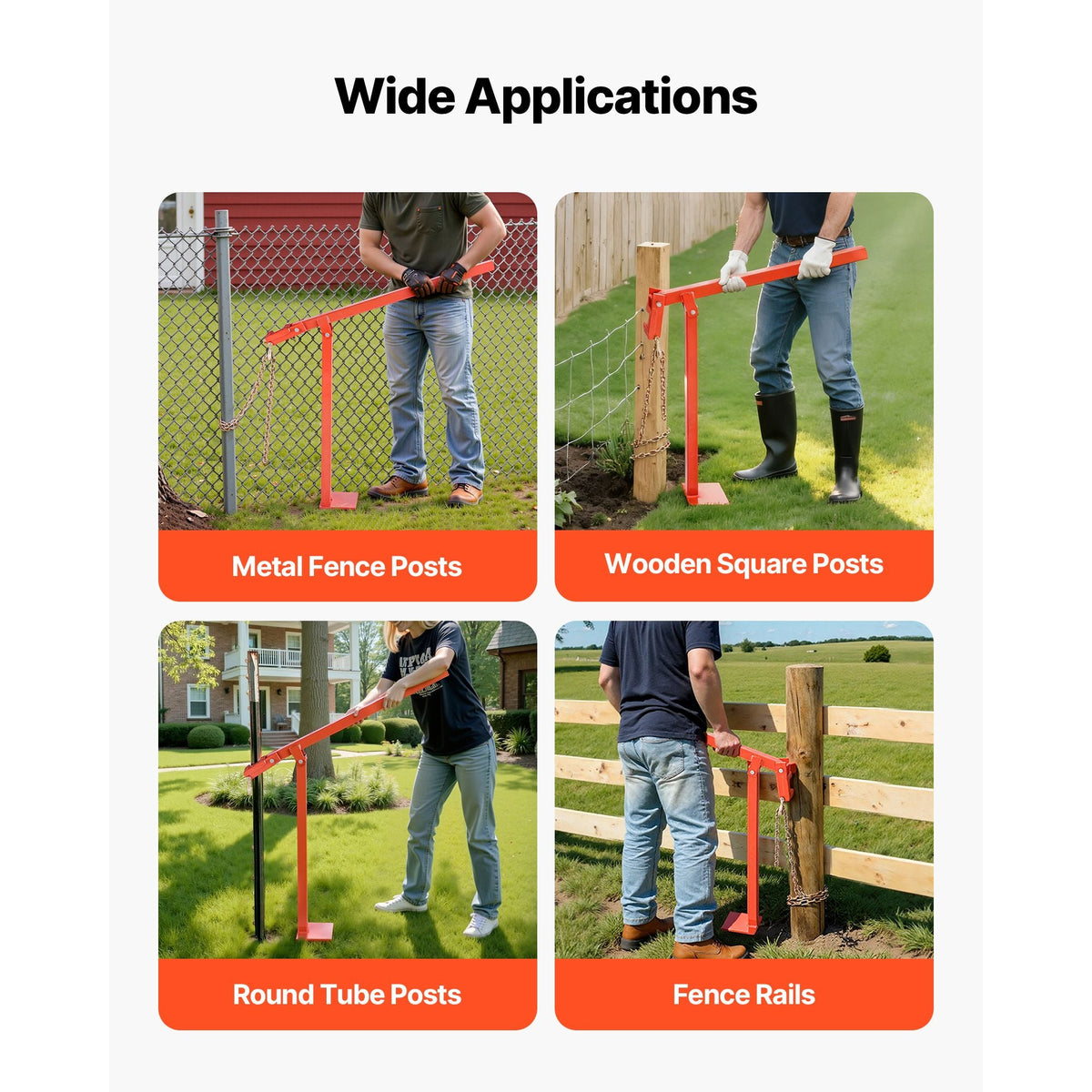 32 in T Post Puller, Heavy Duty Fence Post Puller with 43 in Lifting Chain, Rust-Resistant Steel, Labor-Saving T-Post Remover Tool for Round Fence Posts, Sign Posts & Tree Stumps
