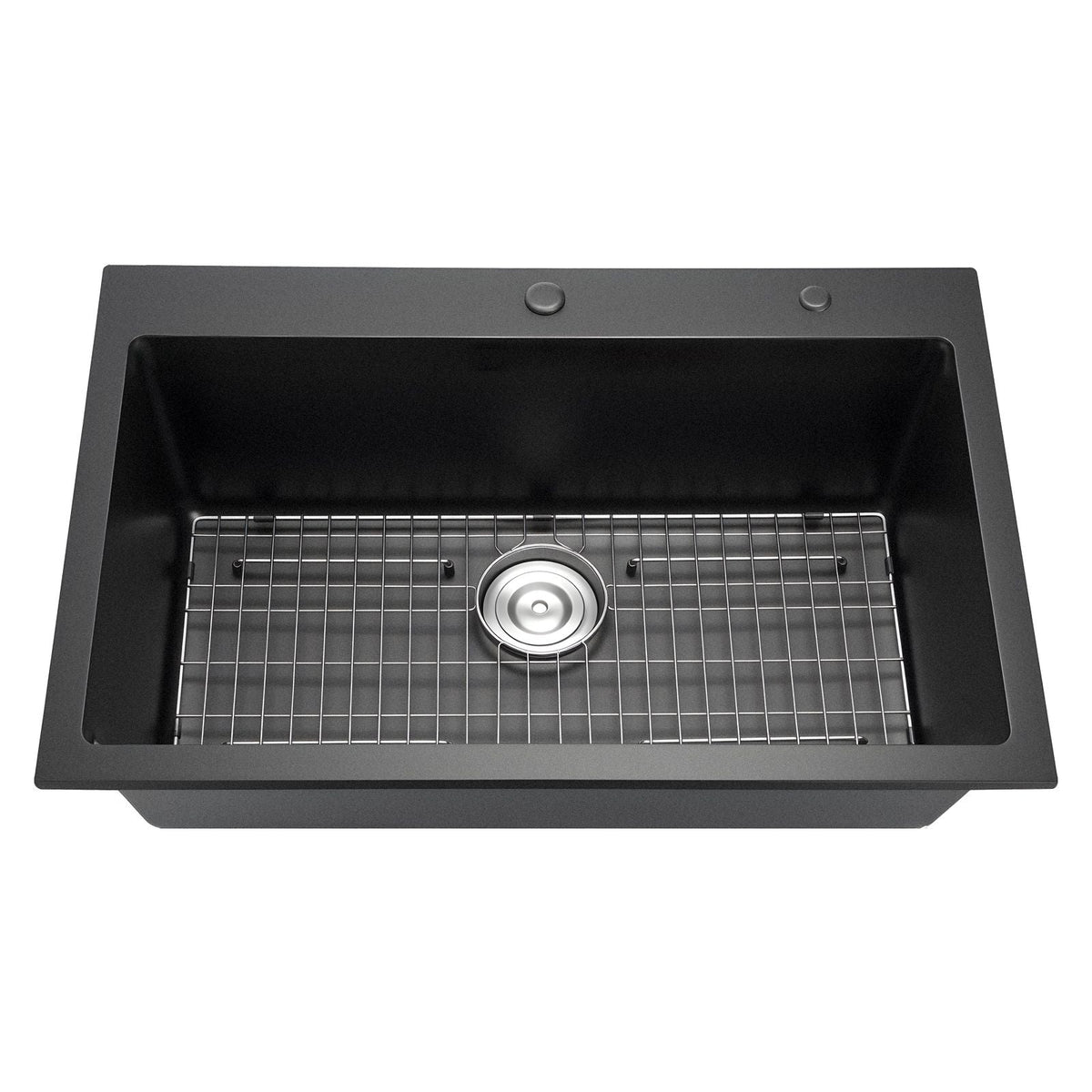33 inch Kitchen Sink Workstation, Top Mount Granite Sinks, Drop-In Single Bowl Farmhouse Basin with Multiple Accessories, Household Dishwasher Sinks for RV, Prep Kitchen, and Bar (Black)