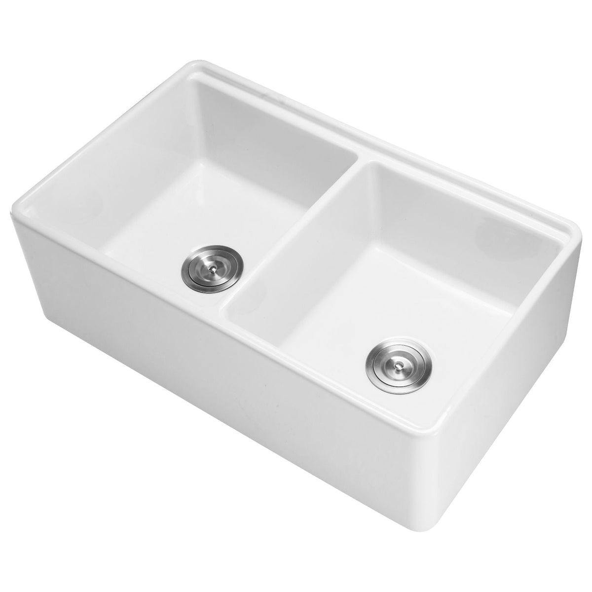 33x20 inch Farmhouse Sink, White Sink Workstation, Fireclay Undermount Basins, Apron Front Double Bowl Basin with Multiple Accessories, Large Capacity Household Dishwasher Sinks for Kitchen