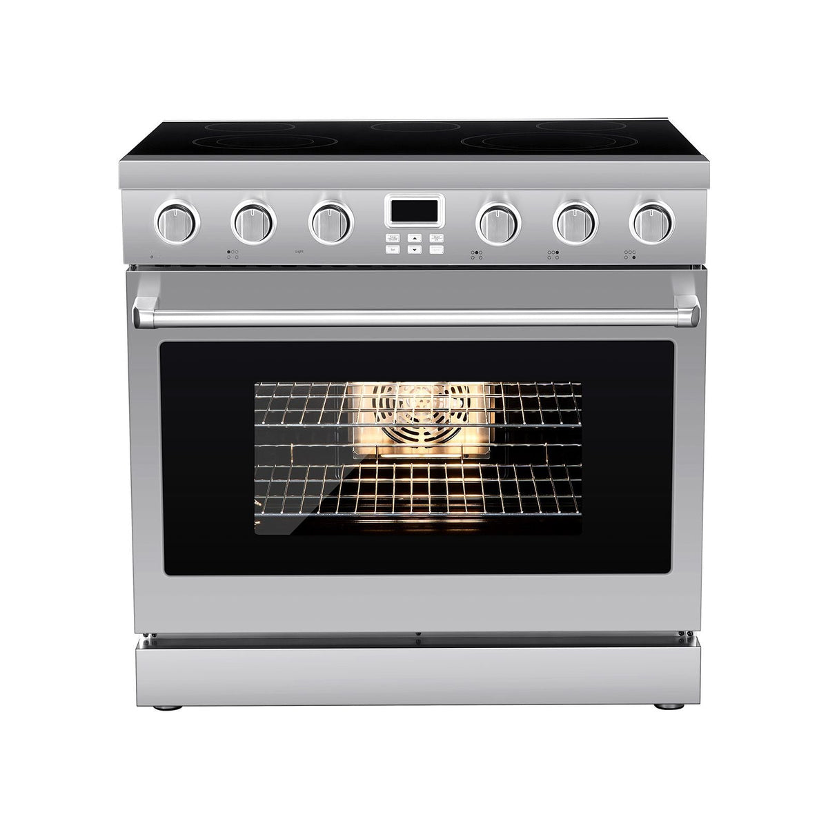 36 in Electric Range Oven, 6.0 Cu. Ft. Capacity Compact Freestanding Oven, Stainless Steel Kitchen Stove, with 5 Burners, Digital Screen Button Control, Easy Reach Racks for RV(No Power Cord)