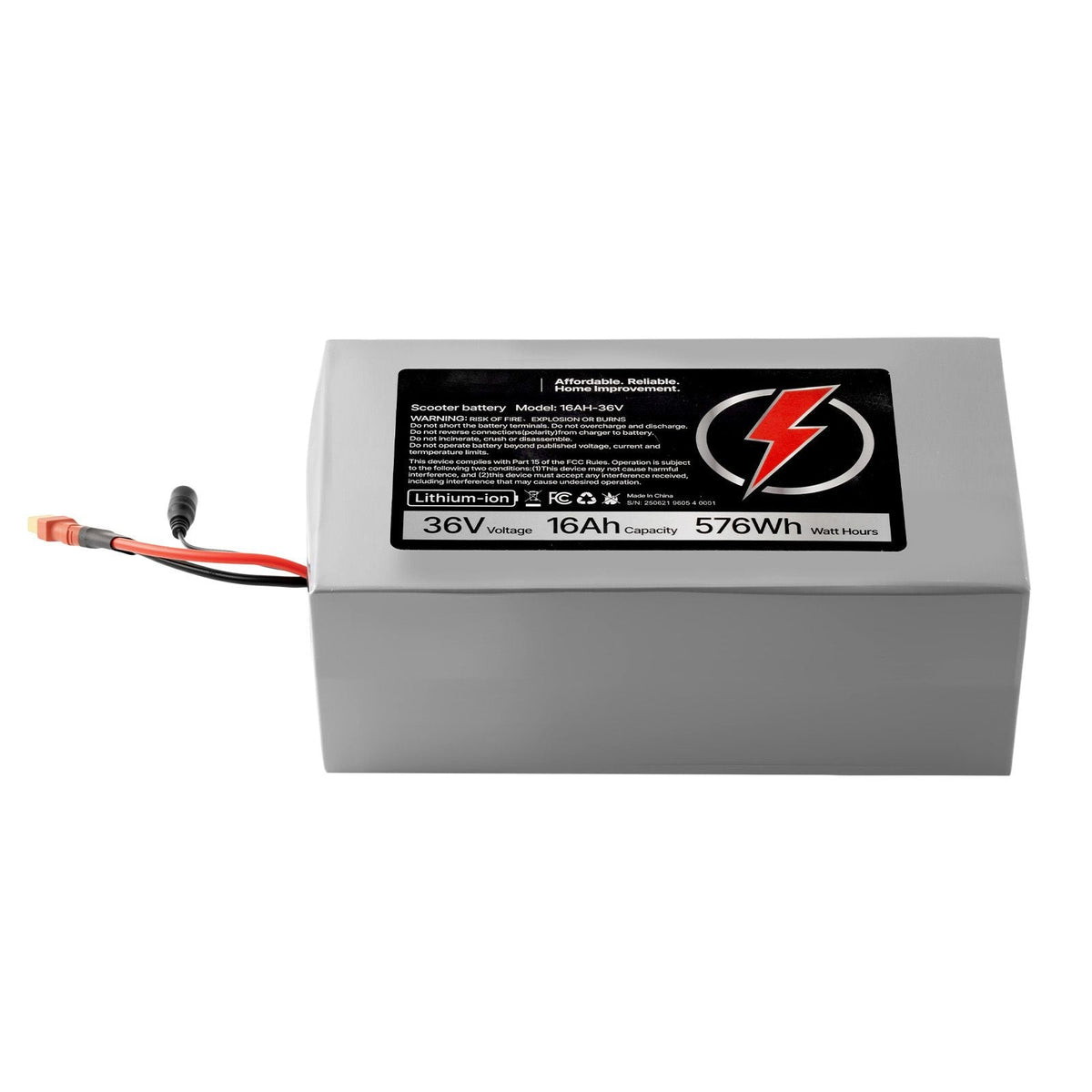 36V Electric Scooter Battery, 16Ah, Ebike Lithium Battery Pack with 30A BMS, Charger, T-Plug Expansion Cable, 500+ Cycles, Compatible with 2880W Motors, for Electric Bikes Bicycles, Scooters