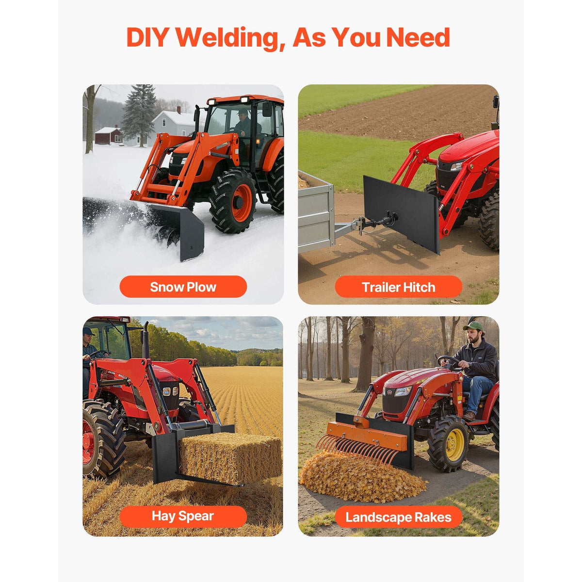 3/8 in Skid Steer Mount Plate, Universal Quick Attach Mount Plate, Easy to Bolt, 7000lbs Load Capacity, Heavy Duty Steel Loader Plates Compatible with Kubota Bobcat Skid Steers & Tractors