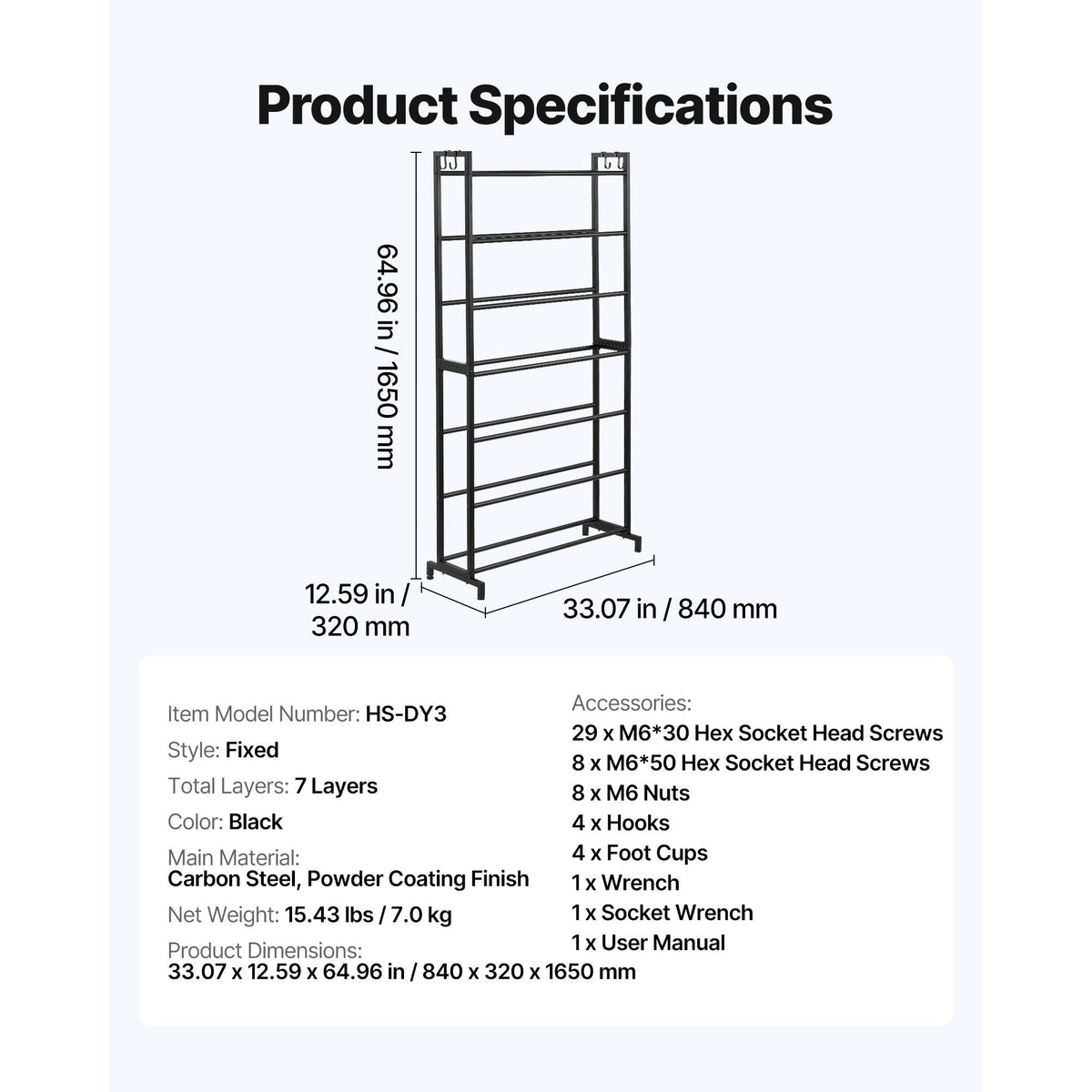 3D Printer Filament Storage Rack, 7 Tier Heavy Duty Storage Shelves for 3D Printing Filaments, Filament Spool Holders Racks for 3D Printing Studio, Home Studio, Office, Workshop (Shelf Only)