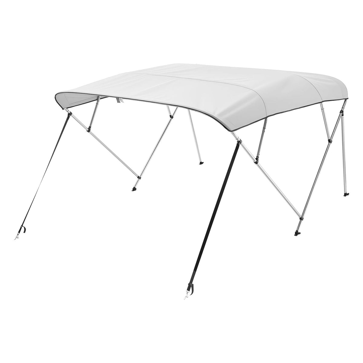 4 Bow Boat Bimini Tops, 600D Polyester Canopy with Aluminum Alloy Frame, Waterproof & Sun Shade Boat Awning Canopy with Storage Bag, 2 Support Poles, 4 Straps, 8'Lx(91"-96")Wx54"H, Light Grey