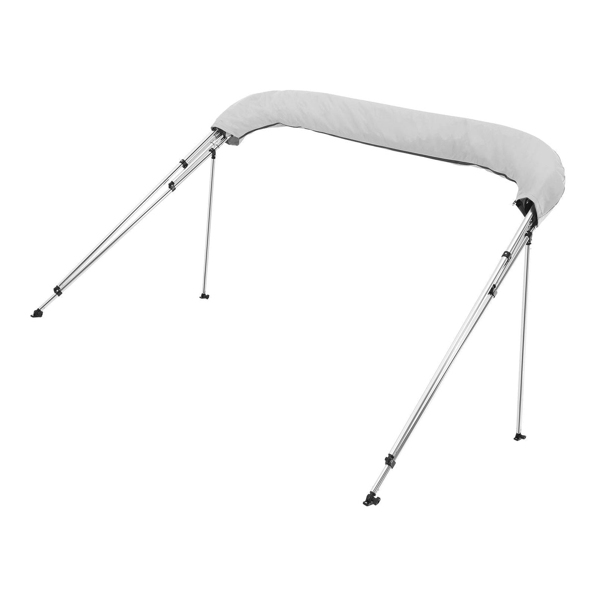4 Bow Boat Bimini Tops, 600D Polyester Canopy with Aluminum Alloy Frame, Waterproof & Sun Shade Boat Awning Canopy with Storage Bag, 2 Support Poles, 4 Straps, 8'Lx(91"-96")Wx54"H, Light Grey