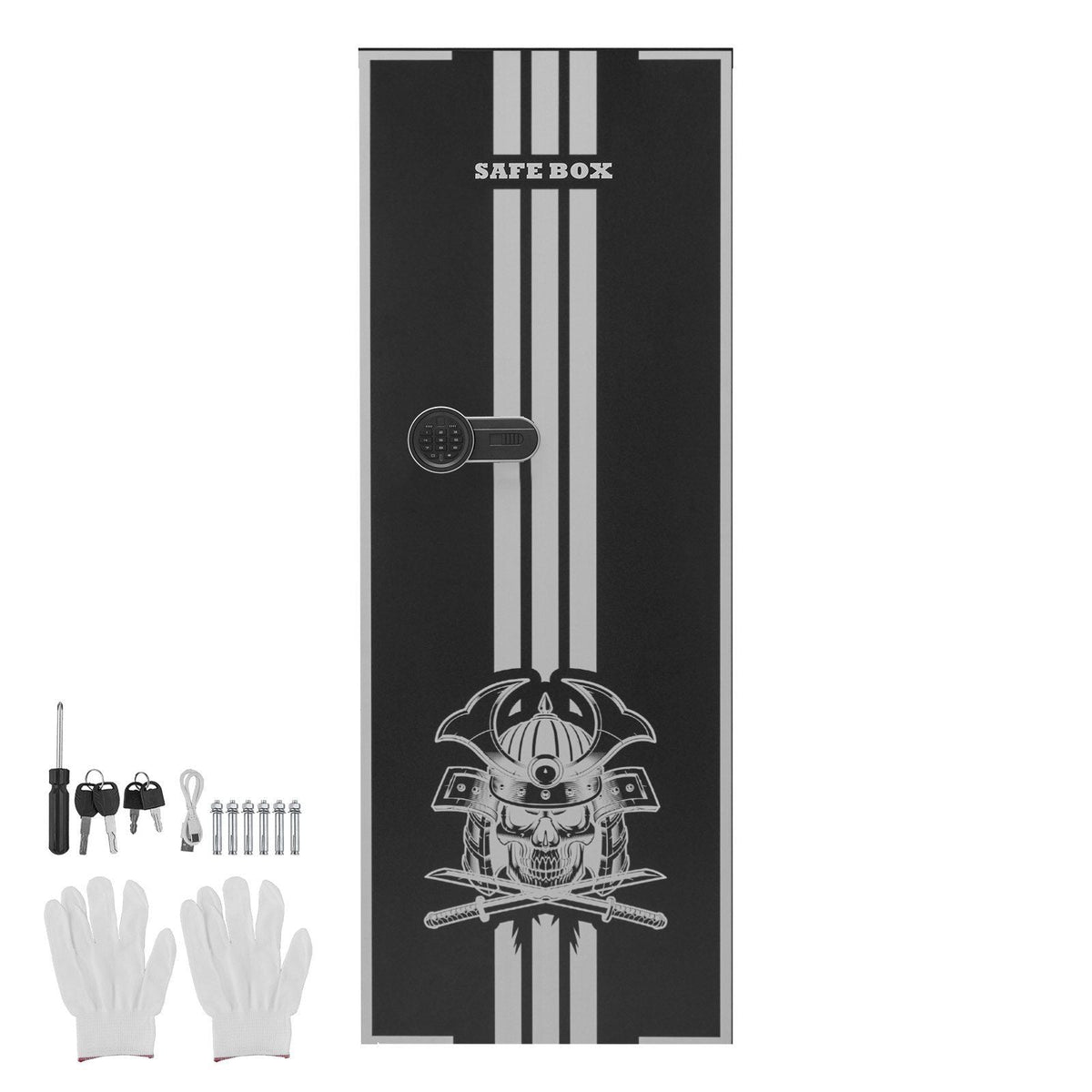 4 Gun Safe, Long Gun Cabinet for Rifles and Pistols, Quick Access Rifle Safe with 3 Ammo Slots and 2 Adjustable Racks, Large Digital Cabinet with Key and Password Lock