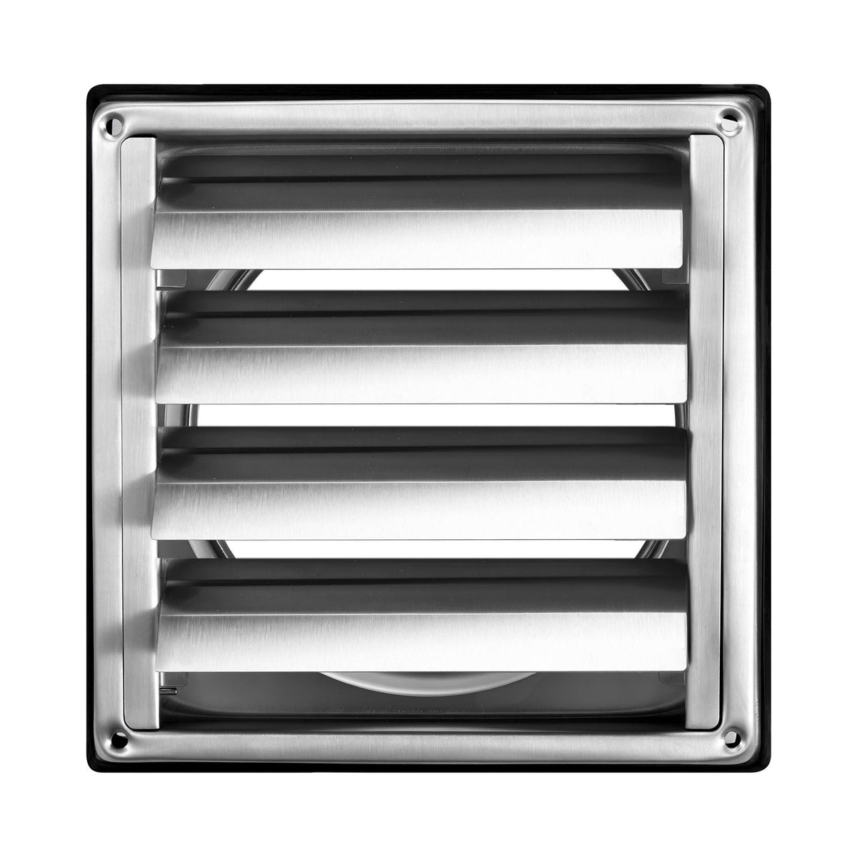 4 inch Wall Vent Cover, Louvered Square AC Vent Gable Cover, Premium Stainless Steel & with Noise Reducing Rubber Gasket, for House,Bathroom,Garage,Kitchen,Basement (1 Pack, Silver)
