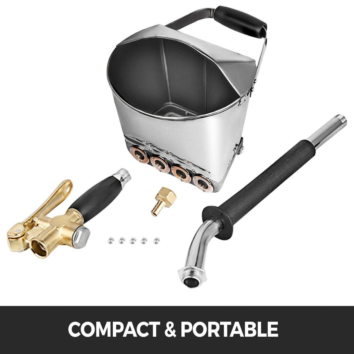 4 Jet Cement Mortar Sprayer Stucco Spray Gun Pneumatic Cement Mortar Gun Concrete Cement Sprayer with Cover for Wall Ceiling Roof Painting Concrete Tool 80cm