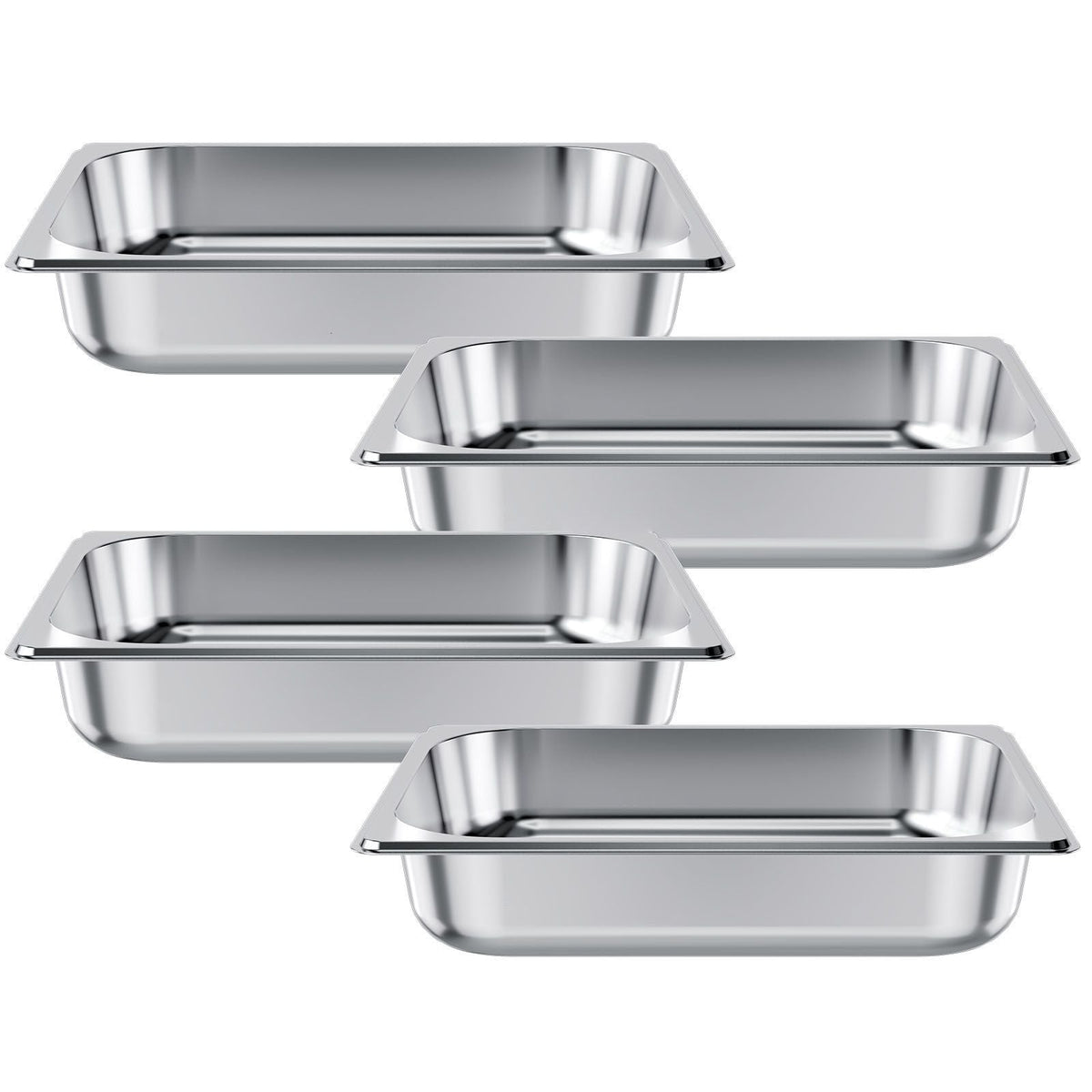 4 Pack Stainless Steam Hotel Pan, 1/2 Size Table Steam Pan, 2.5 Inch Deep Anti Jam Restaurant Supplies Reusable Rustproof Catering Storage for Home, Party, Restaurant, Hotel, Buffet