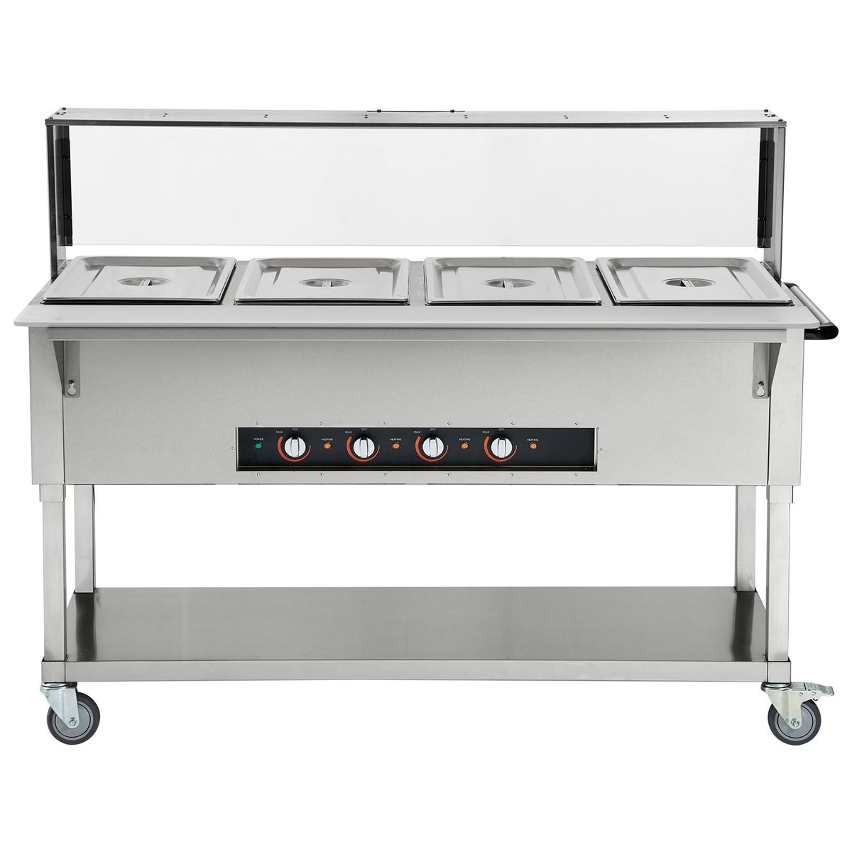 4-Pan Commercial Food Warmer, 4 x 20.6QT Electric Steam Table, 2000W Professional Buffet Catering Food Warmer with Acrylic Sneeze Guard, Food Grade Stainless Steel Server for Party Restaurant
