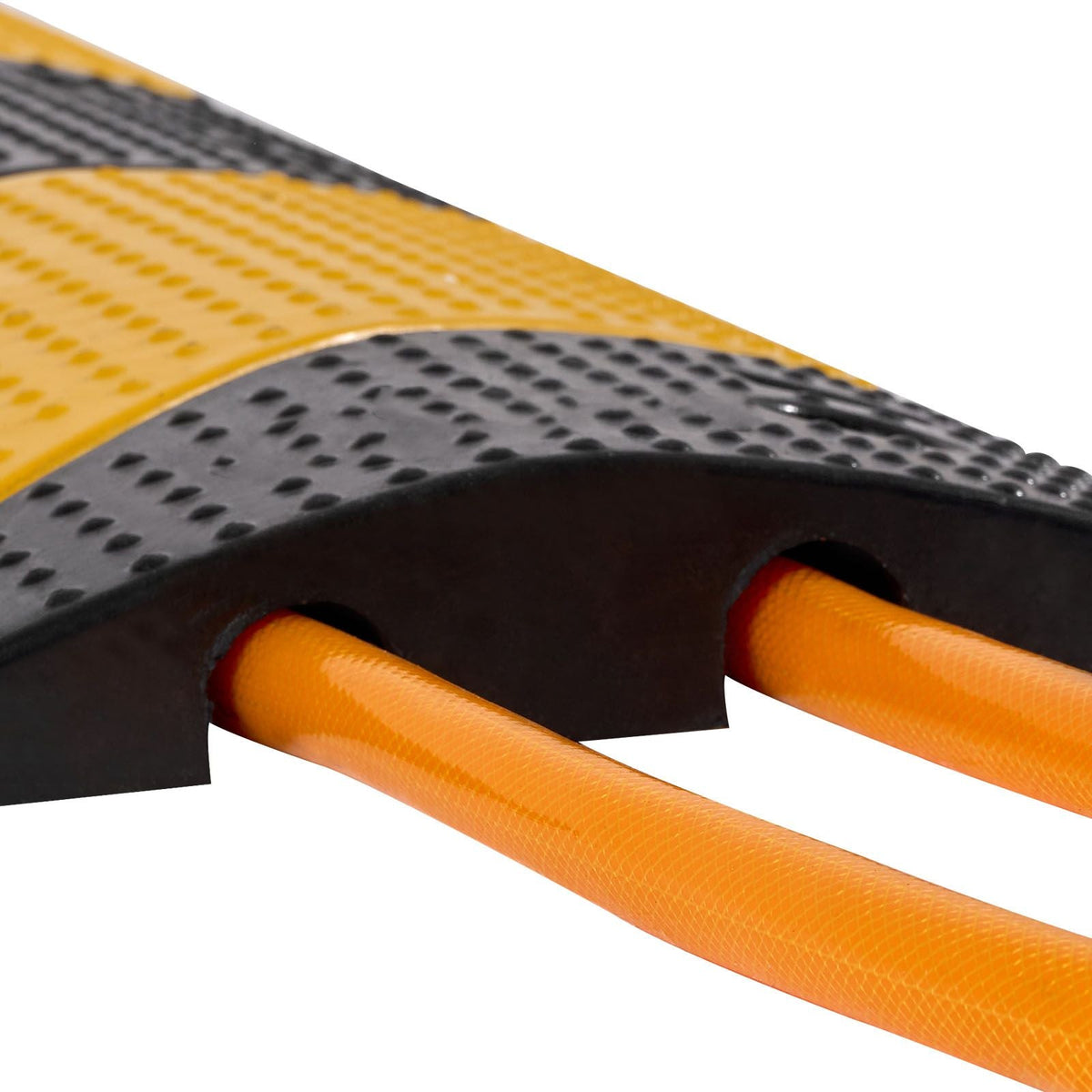40 in Rubber Speed Bump, 2 Pack, 2 Channel Heavy Duty Traffic Speed Hump, 22000 lbs/Axle Load Capacity, Cable Protector Ramp with Expansion Screws, for Asphalt Concrete Gravel Driveway and Road