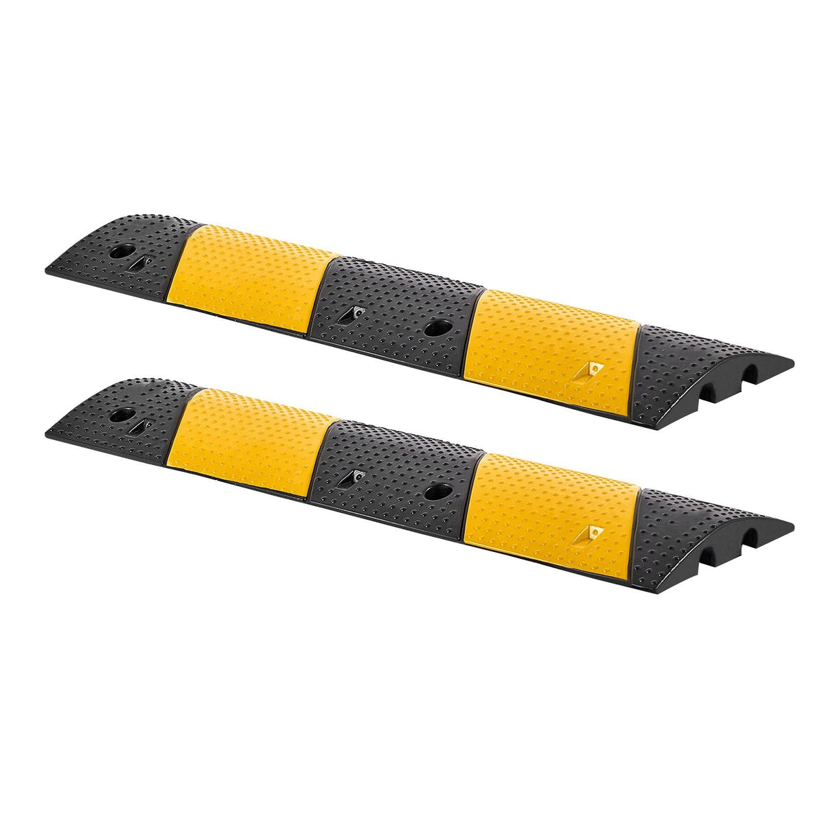 40 in Rubber Speed Bump, 2 Pack, 2 Channel Heavy Duty Traffic Speed Hump, 22000 lbs/Axle Load Capacity, Cable Protector Ramp with Expansion Screws, for Asphalt Concrete Gravel Driveway and Road