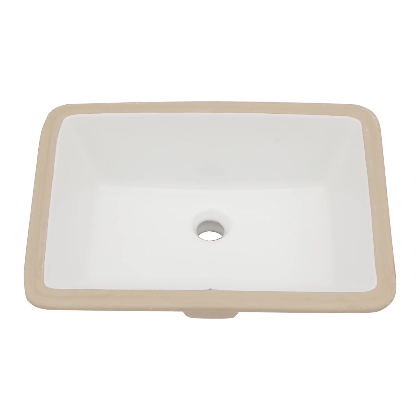 Sarlai Undermount Rectangular Vessel Sink - 20 x 14.5 inch Modern White Ceramic Art Basin with Overflow