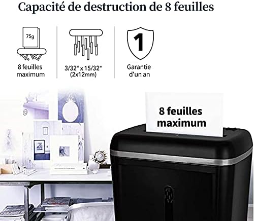 WOLVERINE 8-Sheet Super Micro Cut High Security Level P-5 Ultra Quiet Paper/Credit Card Home Office Shredder with 4.5 gallons Pullout Waste Bin SD9101 (Black)