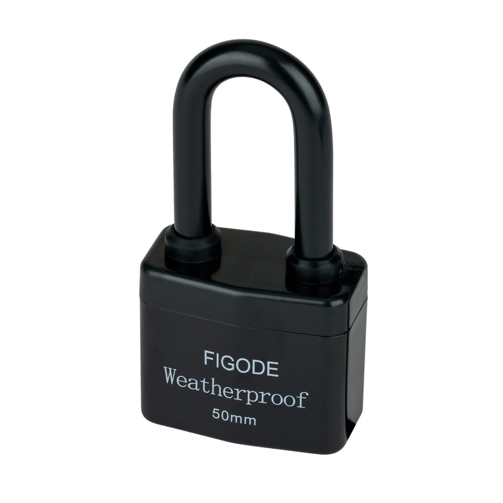 FIGODE® Outdoor Waterproof Padlocks, Covered Heavy Duty Laminated Steel Locks, Large Sturdy Locks, 2.2 in. Wide, 3 Locks Same Key, Long Padlocks