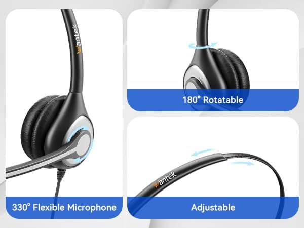 Phone Headset 2.5mm with Microphone, Noise Cancelling & Volume Controls, Telephone Headphone Compatible with Panasonic, Cisco, Polycom, Gigaset's 2.5mm Jack Phone Headset