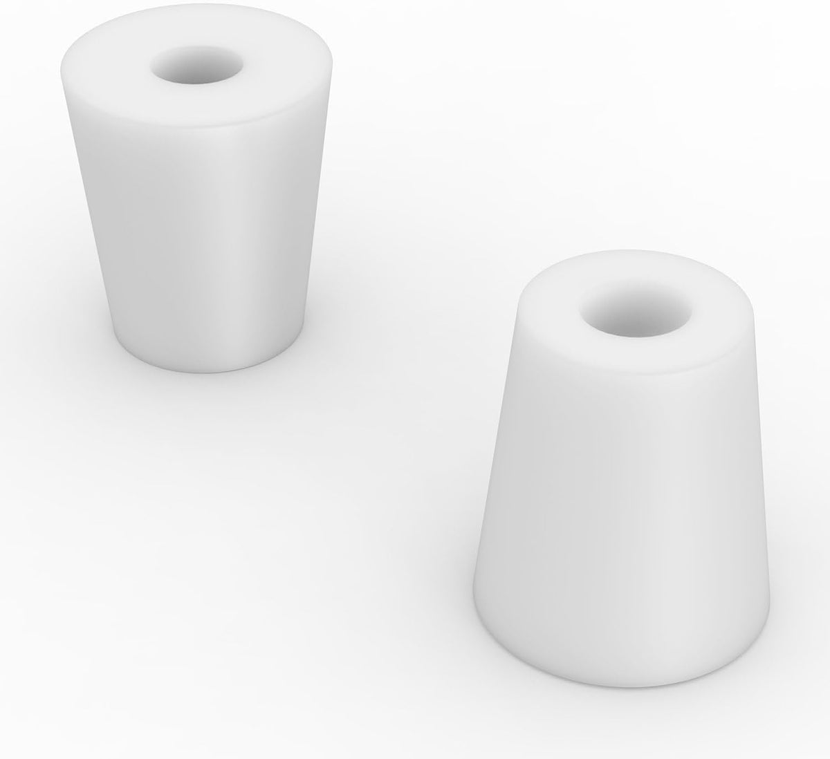 Labasics 5-Pack 3# Single-Hole Silicone Stoppers, White Tapered Lab Seal Stoppers with 0.31" Hole, Durable and Reusable Silicone Plugs for Laboratory Glassware, Airtight Sealing, and Experiments