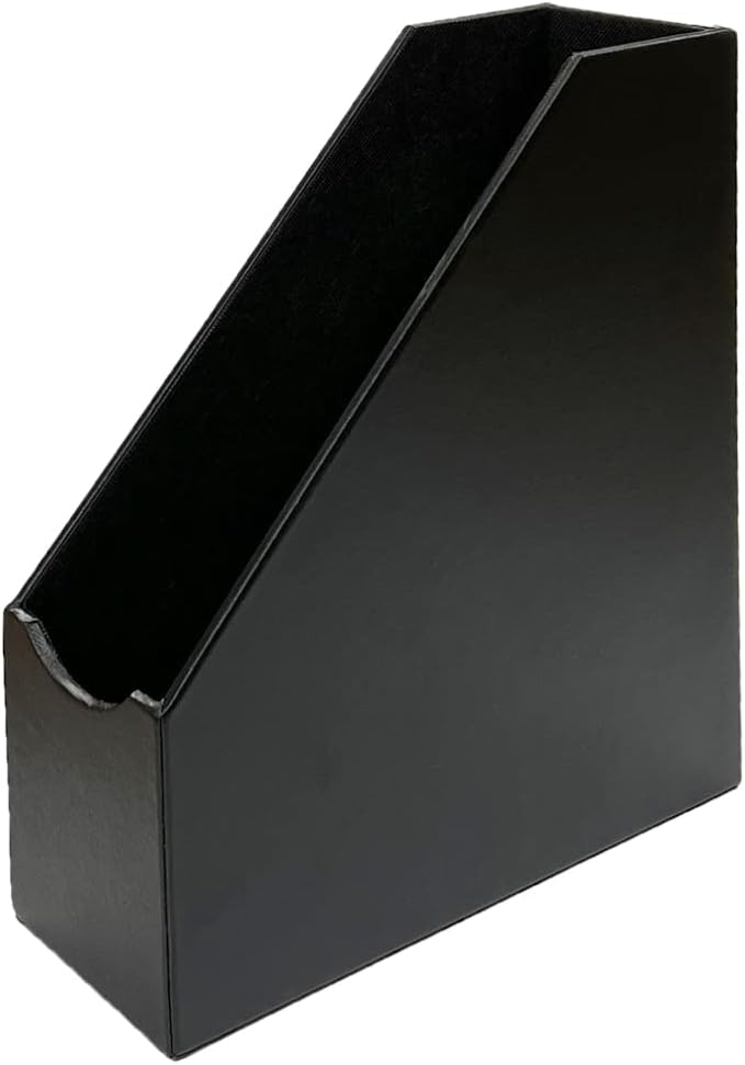 UnionBasic Magazine File Holder - Office Leatherette Desktop Document File Folder Journals Organizer Racks, Black, Set of 4