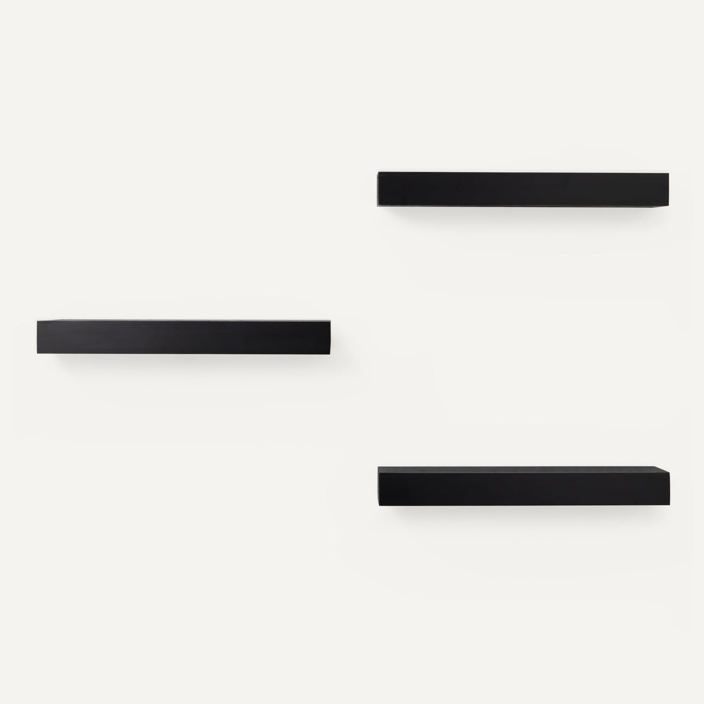 Amazon Basics Wood Floating Wall Shelves, 3-Pack, Black, 15.8" x 5" x 1.8"