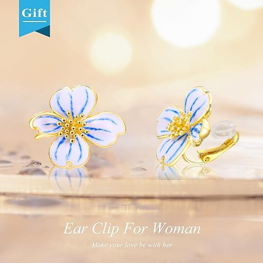 Clip on Earrings Women, 14K Gold Plated Earrings for Sensitive Ears, Fashion Women's Earrings Jewelry Birthday Gift for Wife Grandma Daughter Girls on Christmas Thanksgiving