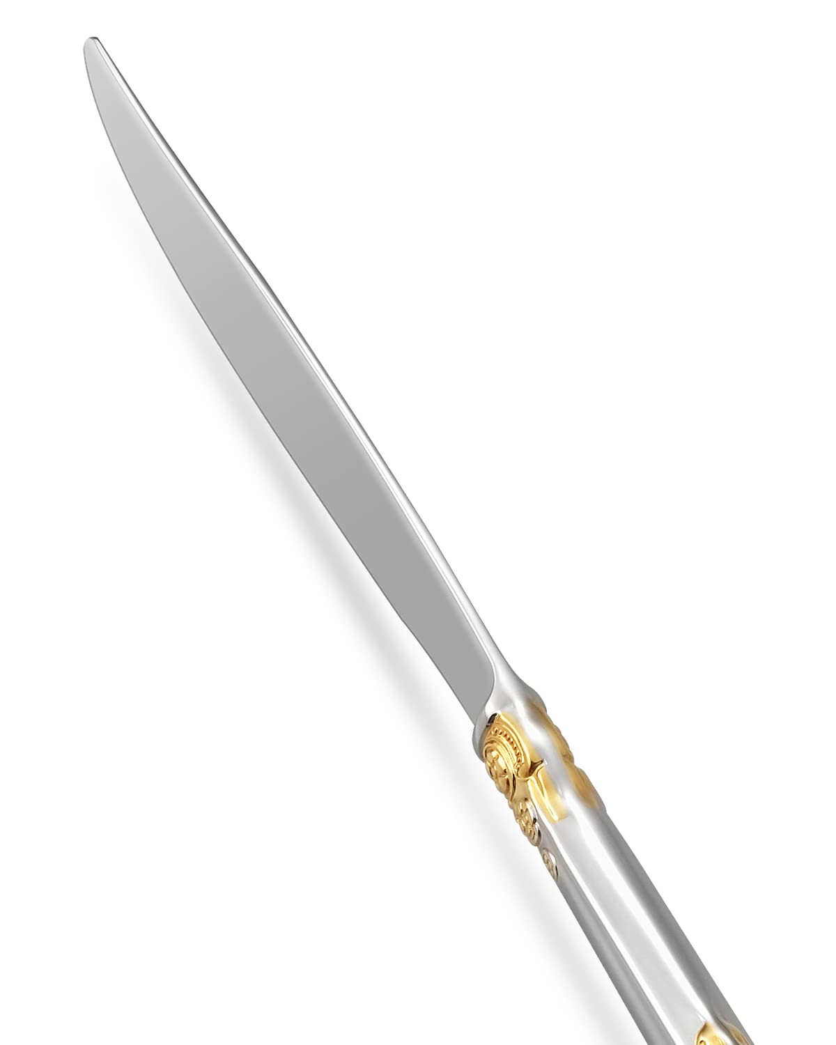 KEAWELL Gorgeous Dinner Knife, Set of 4, 18/10 Stainless Steel, Mirror Polished, Luxury Dinner Knife Set. (Gold Accent)