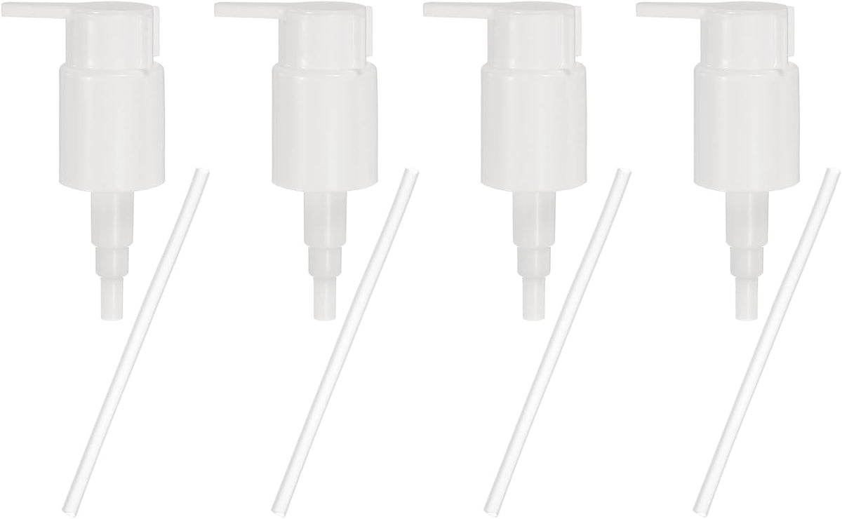 uxcell 4 Pcs Soap Dispenser Pump Heads, Hand Soap Dispensers Top Pumps Replacement Clip-on Pumphead for Standard 24/410 Neck Size Bathroom Lotion Shampoo Bottle, White