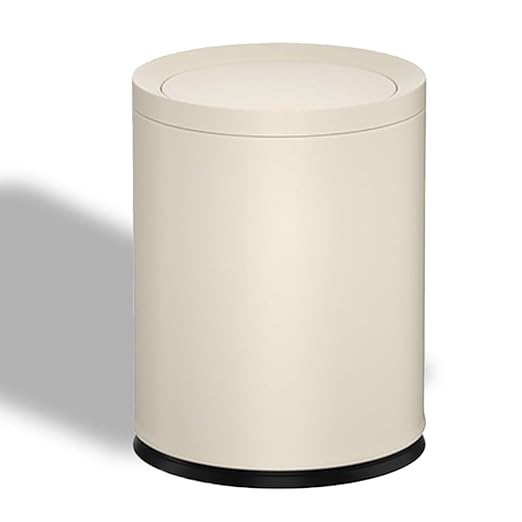 3.17 Gallon/12L Metal Trash Can with Swing Lid, Double Bucket Waste Basket,White,Modern,Elegant Garbage can,for Bathroom,Living Room,Kitchen,Office,Home,Bedroom(12L-White)