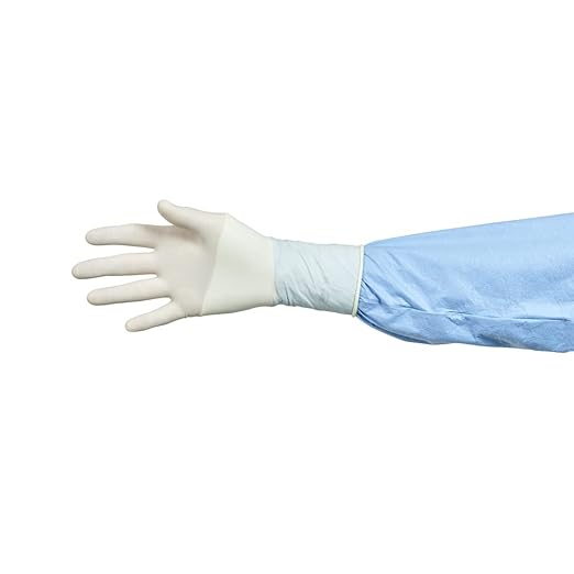 HALYARD Surgical Gloves Sterile Polyisoprene Individually Wrapped Pairs Powder Free Medical Disposable Gloves, 9.4 mil, Size 7.0 Medium, White, SGL95070 (Box of 50 Pairs - 100 Total)