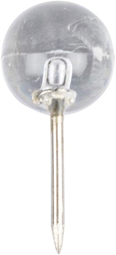 JAM PAPER Colorful Push Pins - Round Head Map Thumb Tacks - Clear Pushpins - 100/Pack