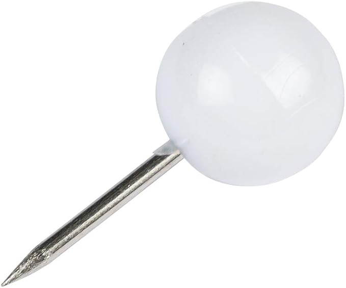 JAM PAPER Colorful Push Pins - Round Head Map Thumb Tacks - White Pushpins - 100/Pack