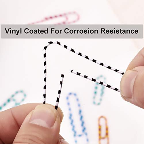 Vinaco Paper Clips Color Stripe, 400PCS Medium & Large (1.3 inch & 2 inch) Paper Clip Assored Size, Durable and Rustproof, Vinyl Coated Paperclips Colorful for Office School Document Organizing