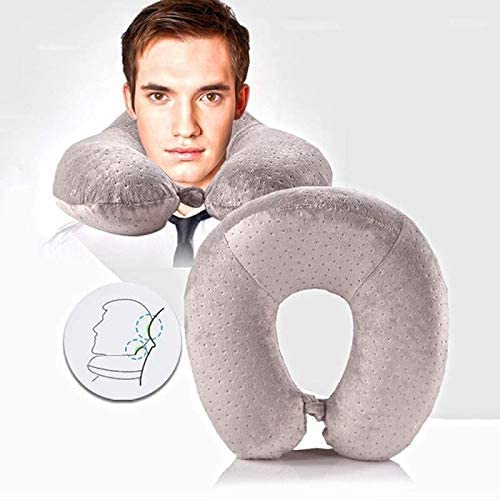 Travel Pillow - Luxury Memory Foam Neck Support Cushion Neck Support Pillow (Gray)