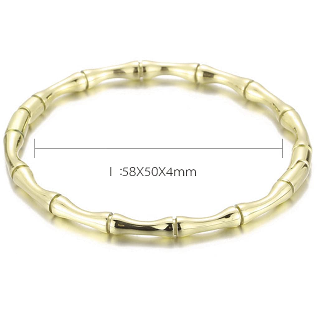 Jude Jewelers Stainless Steel Bamboo Style Classic Plain Open Clasp Bangle Bracelet (Gold)
