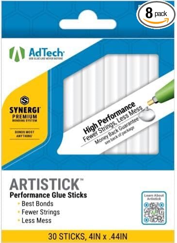 AdTech Full-Size Artistick High Performance Hot Glue Sticks - 30 Sticks, Hi-Temp, Strong Bonding for Crafts, Repairs, and DIY Projects