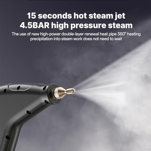 Irishom Handheld Multi-surface Steam Cleaner with 6pcs Accessories, Touch Screen 6 Levels Adjustable 105℃/221℉ Deep Cleaning Steamer with Portable Handle 1200ml/40.5oz Water Tank
