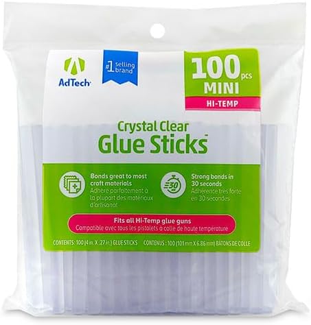 Adtech W229-34ZIP100 Mini Hot Glue Sticks, 100 pack, Clear 100 Count