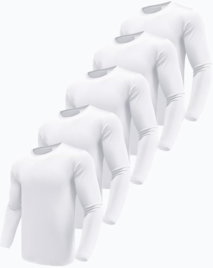Men's 1, 3 or 5 Pack Performance Long Sleeve T-Shirts, UPF 50+ Sun Protection Shirts, Athletic Gym Workout Shirts for Running