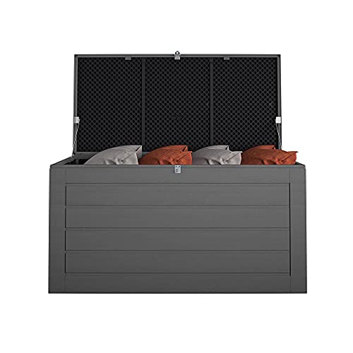 Cosco Outdoor Living 88180BGY1E Cosco Outdoor Patio Storage, Extra Large, 180 Gallons, Charcoal Deck Box, Black/Gray