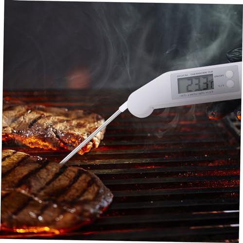 CATIEBYE Folding Meat Thermometer for Grilling Instant Read Kitchen Probe Thermometer with Ultra LCD Screen Design for Accurate Cooking for BBQ and Baking