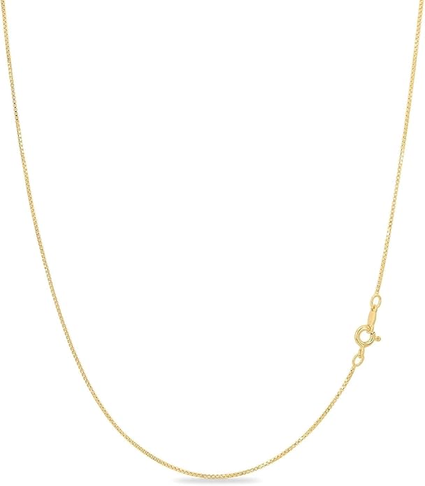 KEZEF 18k Gold Over Sterling Silver 1mm Box Chain Necklace Made in Italy | 925 Sterling Silver Necklace for Women | Rose Gold Chain for Women Men