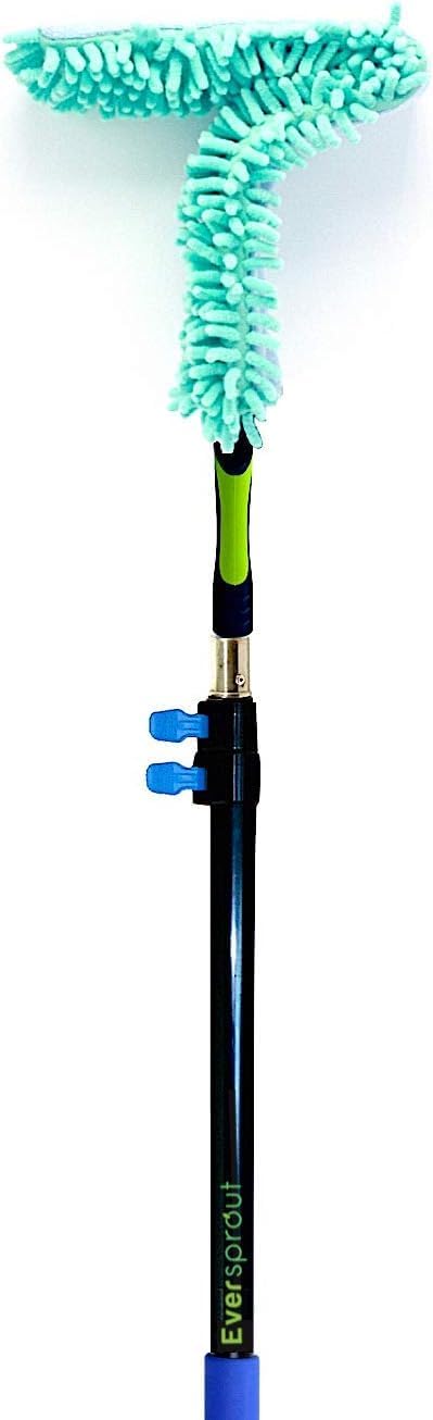 EVERSPROUT Flexible Microfiber Ceiling & Fan Duster | Bendable to Clean Any Fan Blade | Removable & Washable Brush Head | 25" Ceiling Duster + 3' Pole